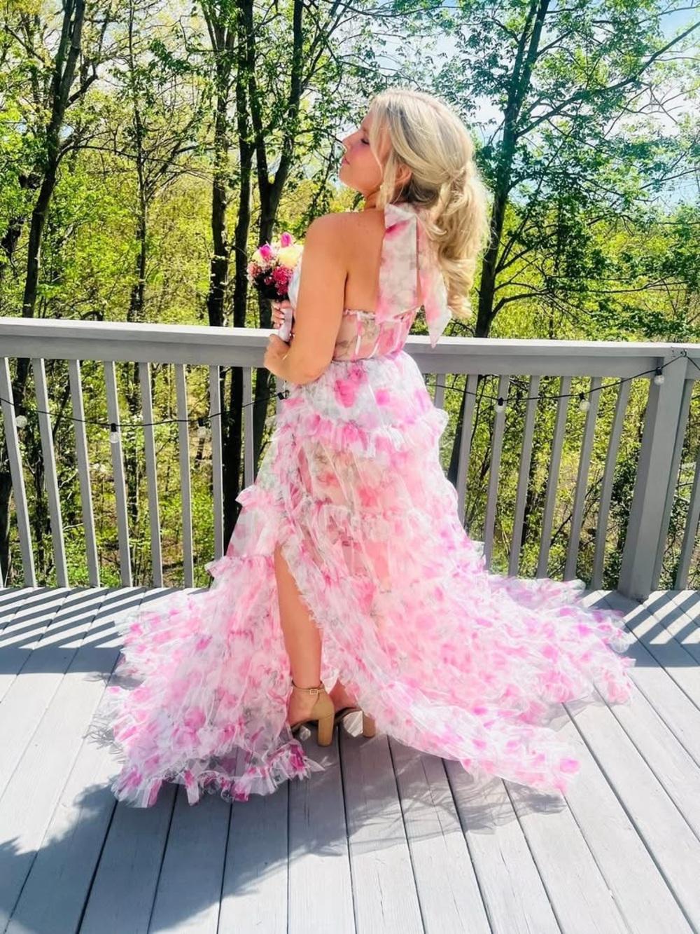 Sherri Hill Rose/Pink Floral Evening Dress